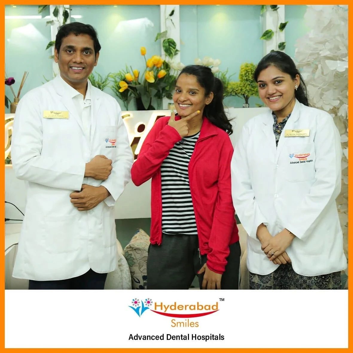 A happy patient with Dr. Dilip Kumar Kowkonda and Dr. Devika